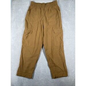 A New Day Khaki Cargo Pull On Pants Women's Medium High Rise Tapered Rayon Blend